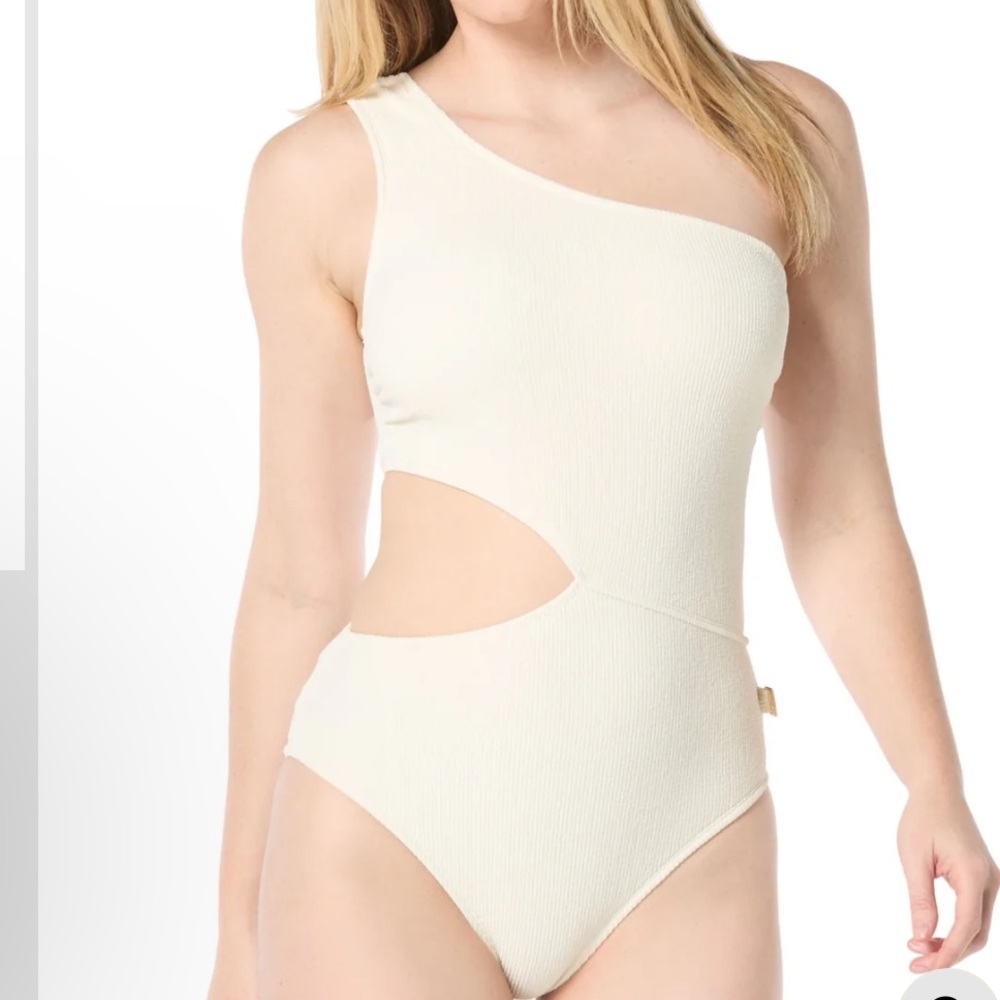 Michael Kors one shoulder side cutout one piece swimsuit